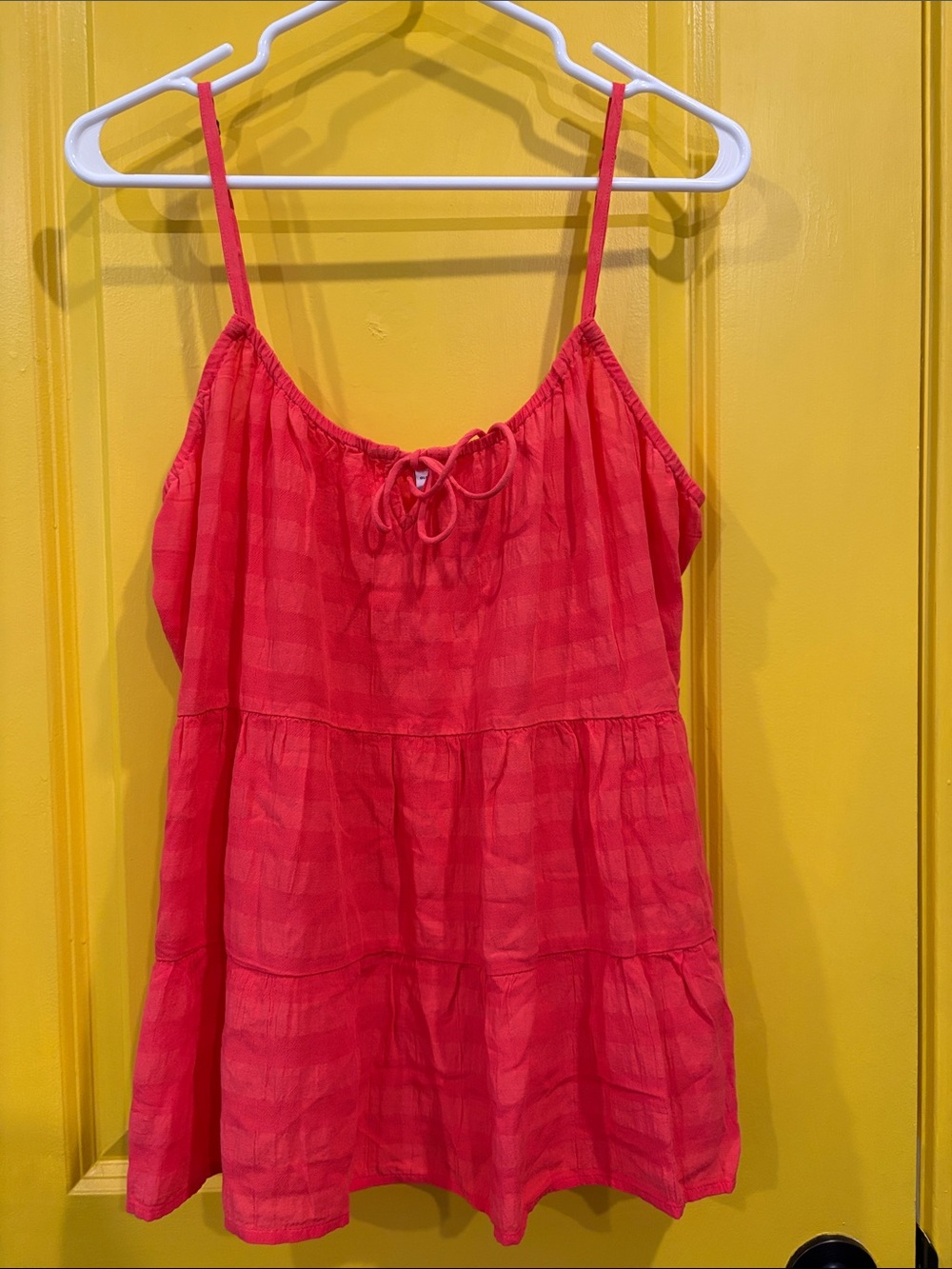 Bright Coral Tiered Spaghetti Strap Tank
